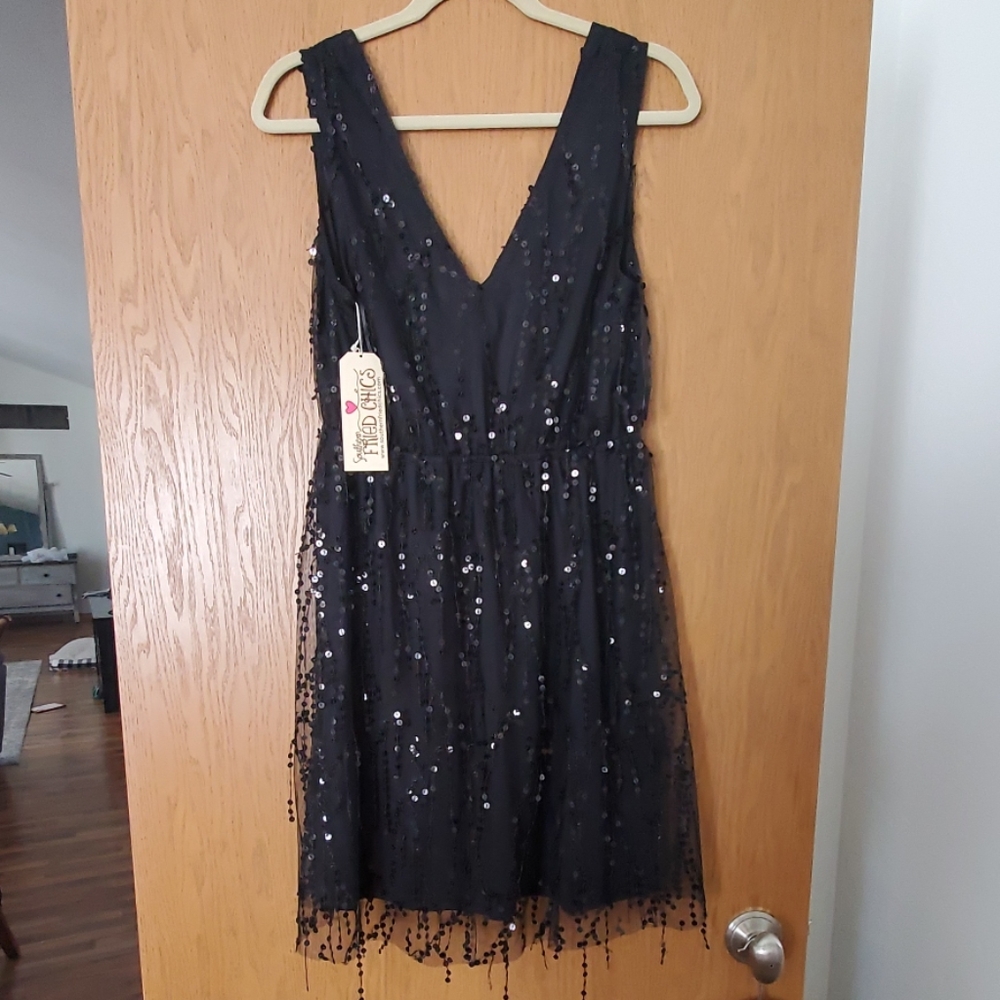 Southern Fried Chics black sequin dress